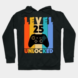 Level 25 Unlocked Funny Video Gamer Birthday Novelty T-Shirt Hoodie